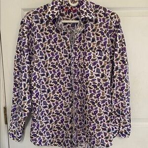 Alan Flusser Paisley Button Down Shirt - Purple and Brown